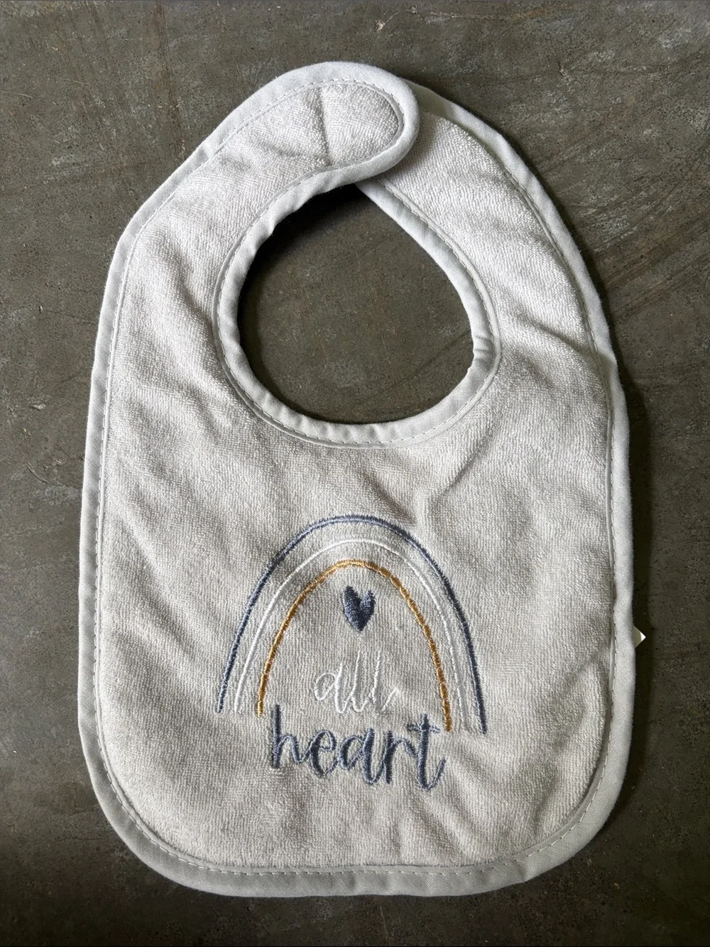 Baby Bib Set - Neutral & Light Blue Embroidered Kids Bibs